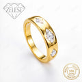 925 Sterling Silver 18K Gold Plated Luxury Minimalist Pattern Zircon Ring - Women's Fashion Party Gift Jewelry Accessories