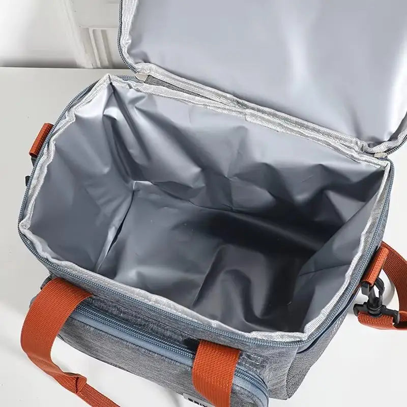 1pc Insulated Lunch Bag, Large Capacity Double-layer Insulated Tote Bag, Suitable For Picnics, School And Work.