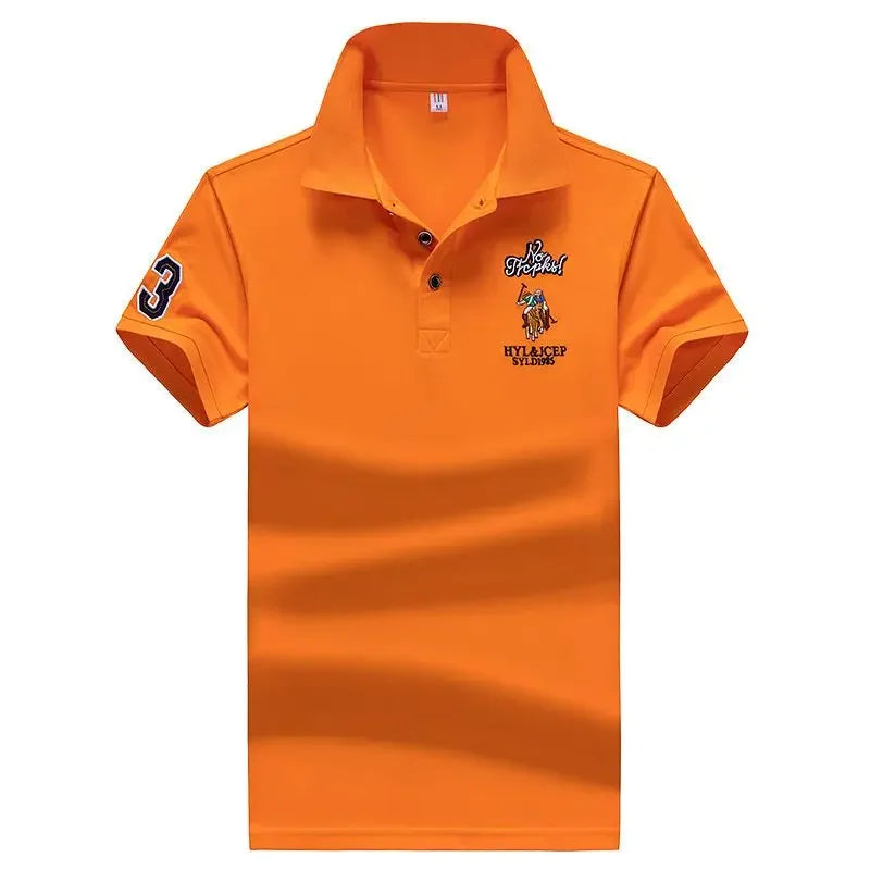 T Shirt For Men Embroidery Top Graphic Man With Collar Tee Yellow Polo Shirts Stylish Men's Clothing Comfortable Cheap Clothes