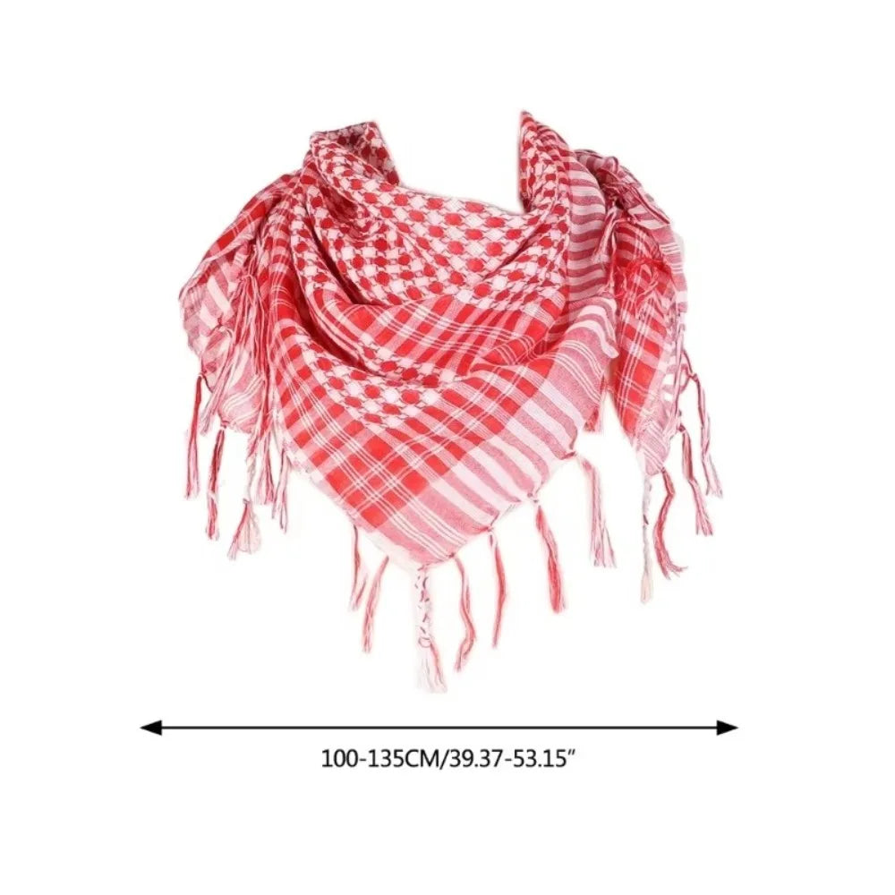 Arabic Scarf Large Arab Shemagh Headscarf with Tassel Costume Desert Scarf Bandana Keffiyeh for Men Women