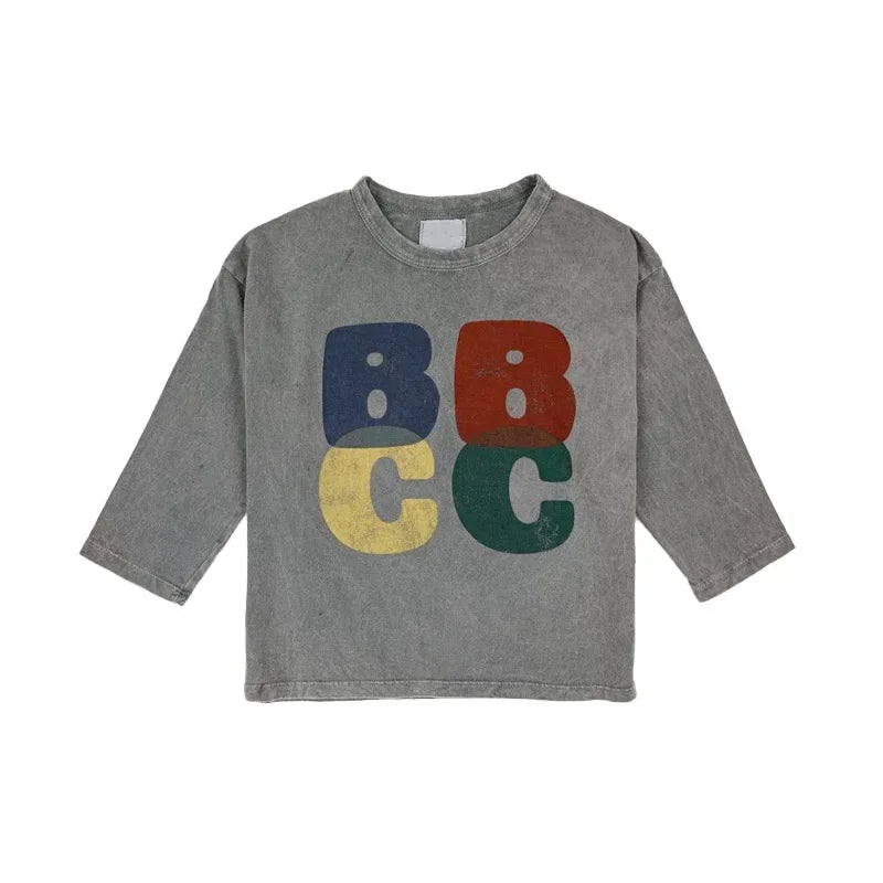 Korea Style Kids T-shirt Summer Casual Cartoon Letter Print Short Sleeve Boys & Girls Fun Top Children's Vest Clothing 2026
