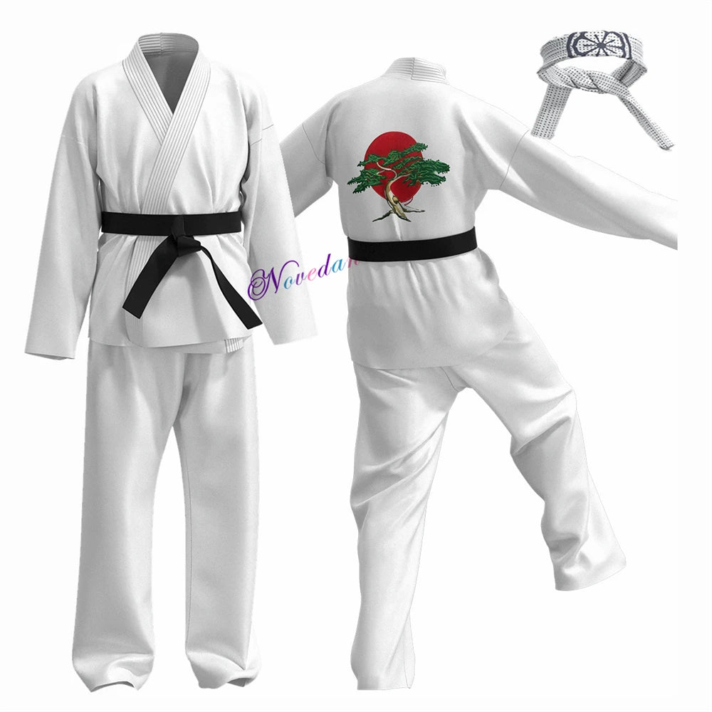 Karate Kids KOF Cobra Kai Cosplay Costume Kid Adult Black White Kimono Uniform Headband Anime Halloween Party Suit Tracksuit