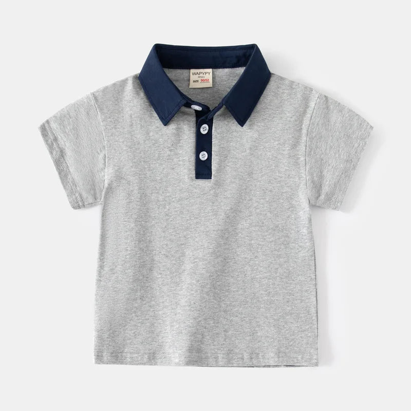 Korean Polo Tshirt Boy 100% Cotton Boys Clothes for School Uniform 2024 Shirts Solid White Black Green Polos Children's Clothing
