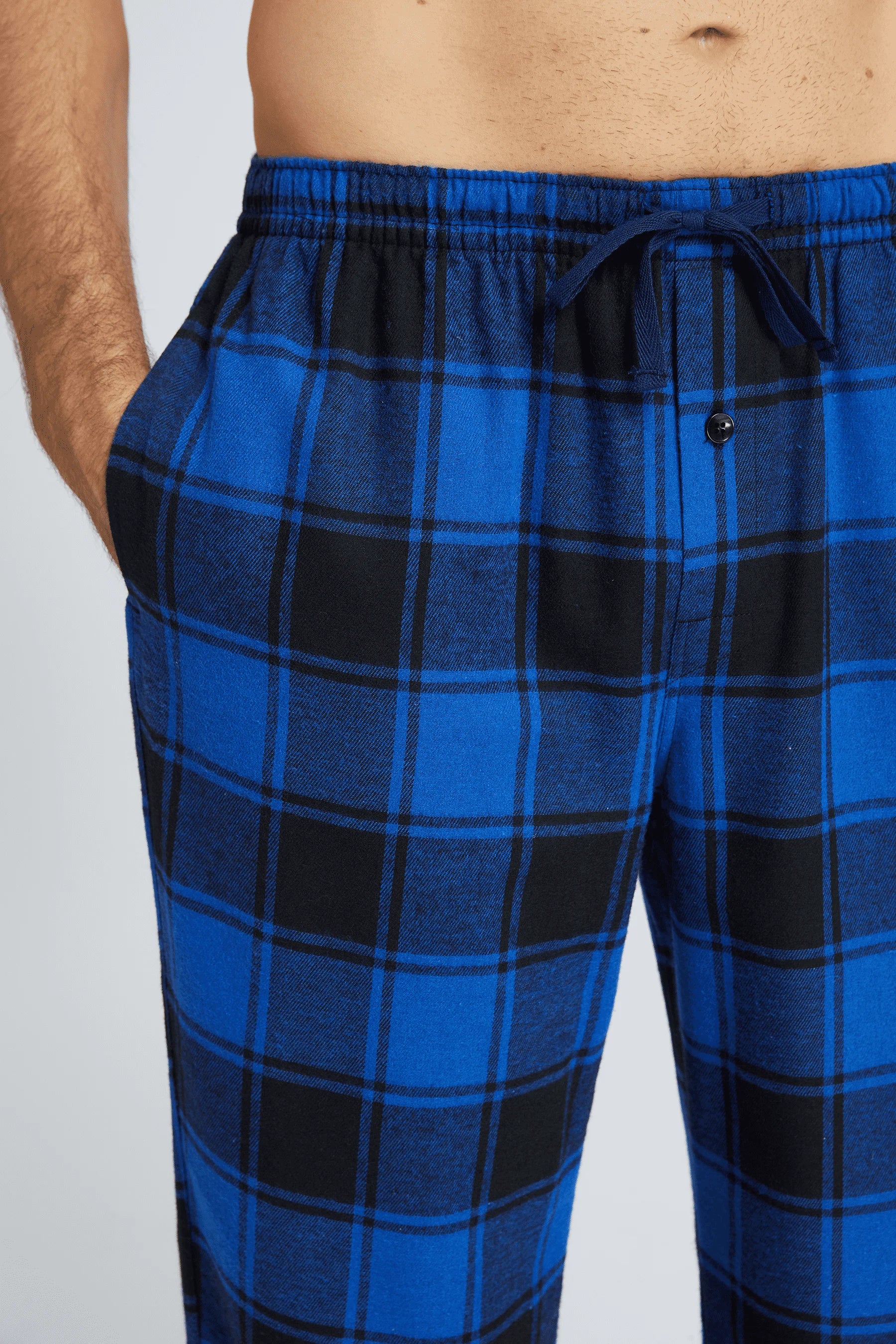 Men's Autumn/Winter Pajama Pants Flannel Plaid Casual Comfy with Pocket Stretchy Elastic Waistband Mans Pajamas Bottoms