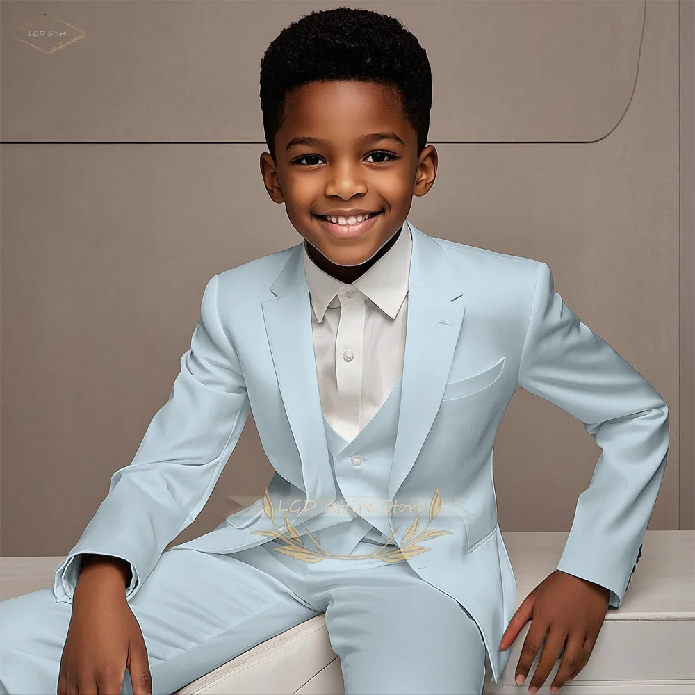 3-Piece Boys Formal Suit Set Blazer Vest Pants for Wedding Birthday Party Show Host Cocktail Ceremony School Performance Outfit