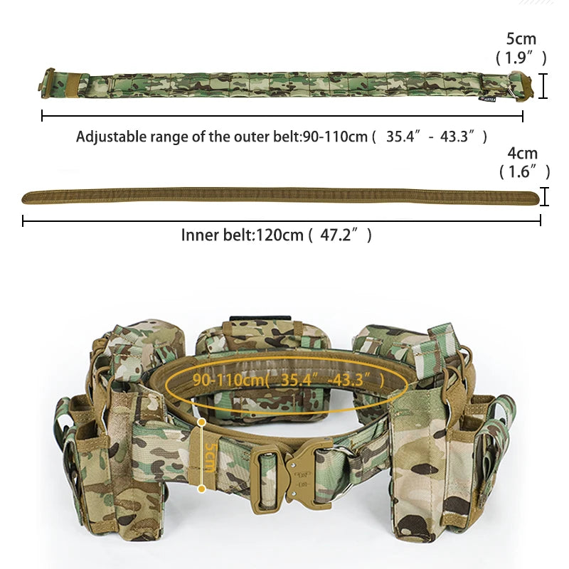 Tactical Waist Bag Hunting Tactical Battle Belt Sets Duty Belts Law Enforcement Airsoft Utility Belt with Accessories Pouches