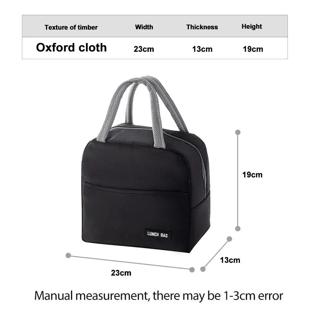 New Portable Lunch Box Bag Solid Color Thickened Thermal Insulation Bag Insulated Bento Bag School Work Lunch Bag with Meal