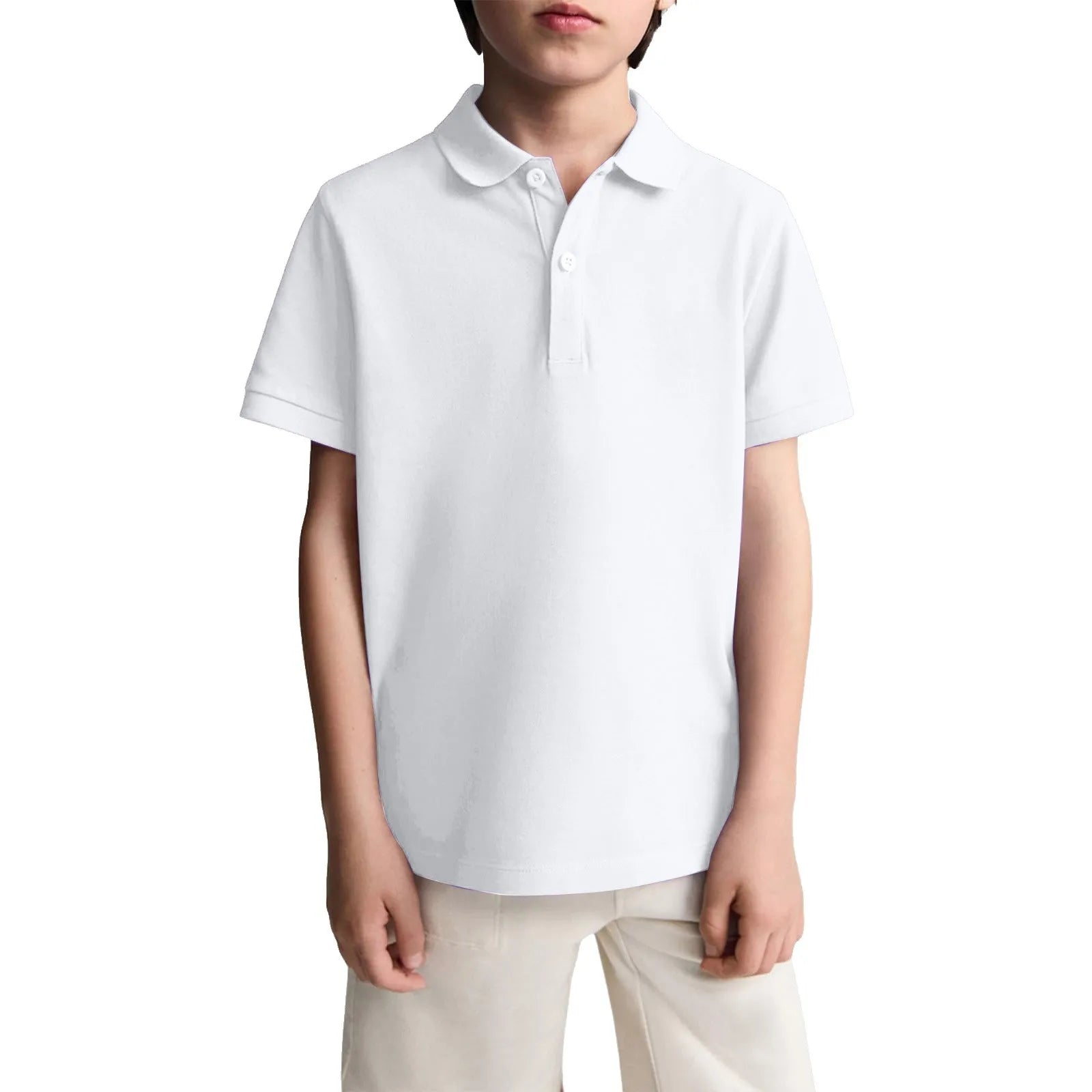 Boys Casual Polo Shirts Short Sleeve Lapel Shirt Short Sleeve Athletic Tee School Uniform Shirts For Kids 6-11y