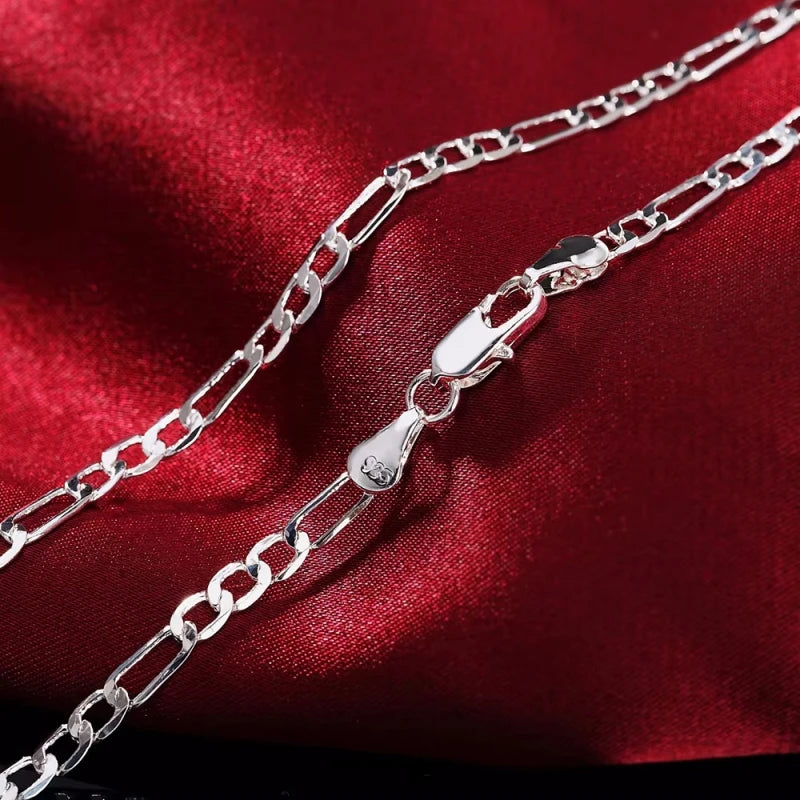 Noble New Arrive 925 Sterling Silver 4MM Chain for Men Women Bracelet Necklace Jewelry Set Lady Christmas Gifts Charms Wedding