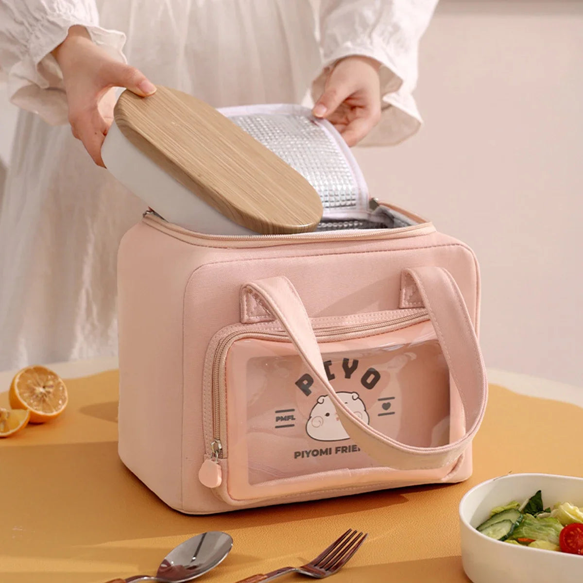 8L Cute Cartoon Lunch Bag, Large Capacity Picnic Insulated Lunch Box, Student Lunch Bag, Portable Vacation Beach Lunch Bag
