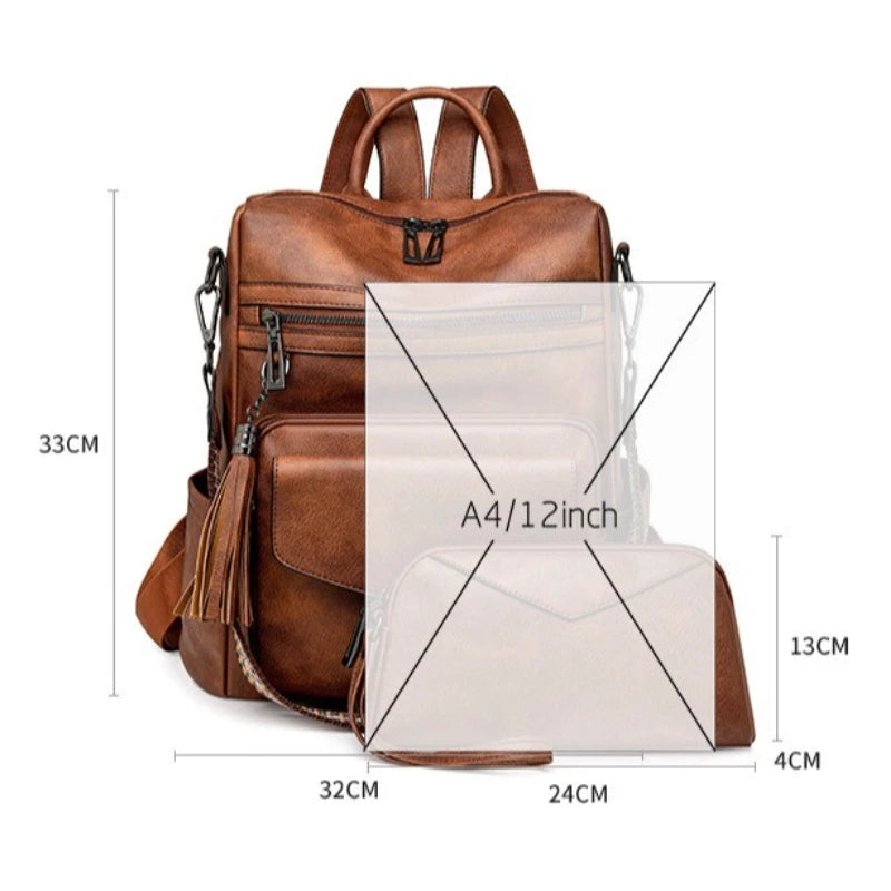 Winter Women's Backpack European Retro Two-shoulder Bag Luxury PU Composite Bag Commuter Single Shoulder Bag Leisure Travel Bags