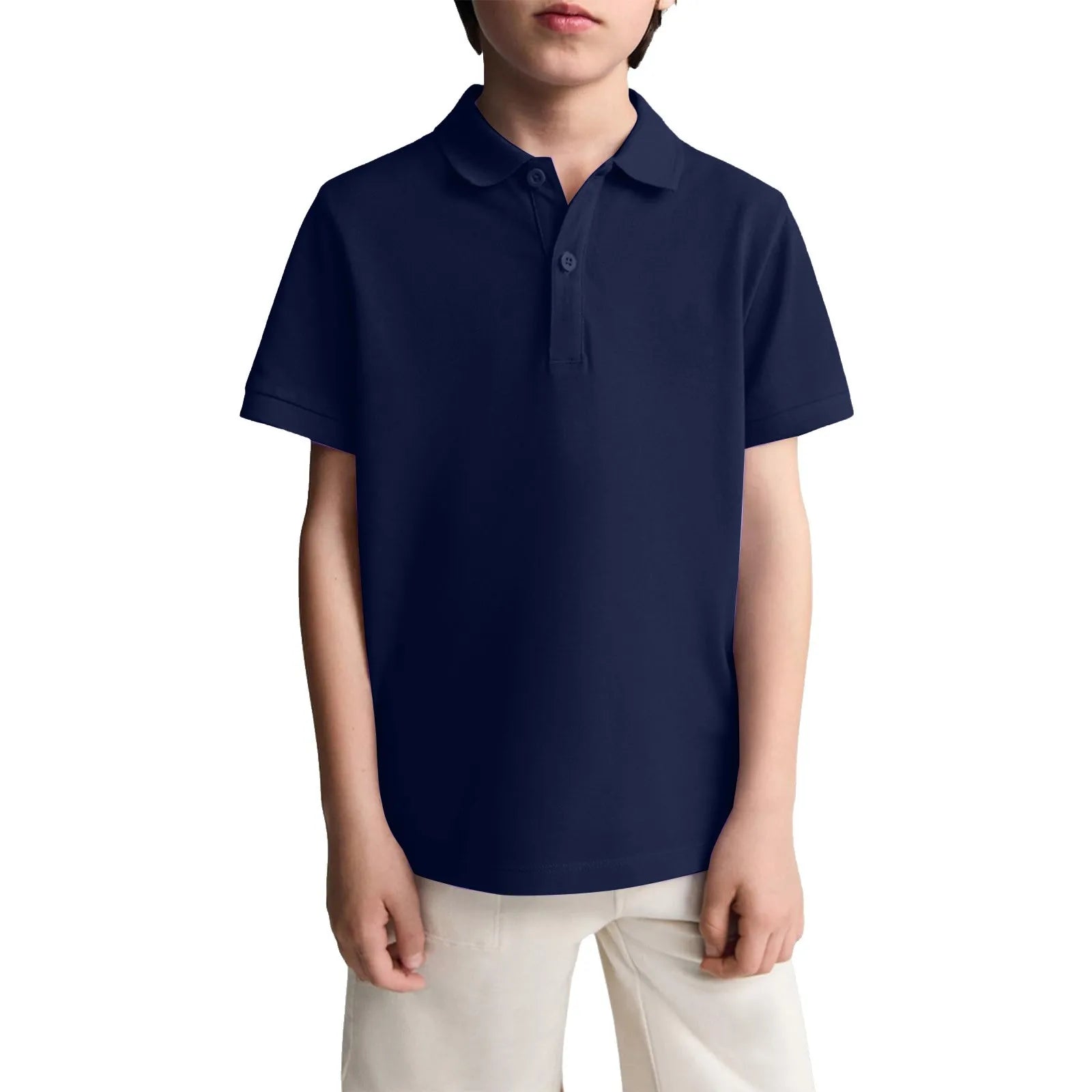 Boys Casual Polo Shirts Short Sleeve Lapel Shirt Short Sleeve Athletic Tee School Uniform Shirts For Kids 6-11y