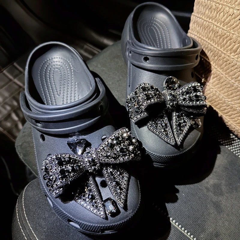 Fashion Elegant Bow Shoes Charms Faux Diamond DIY Fashion Accessories Suitable for Hole Shoes, Sandals Holidays Party Gifts