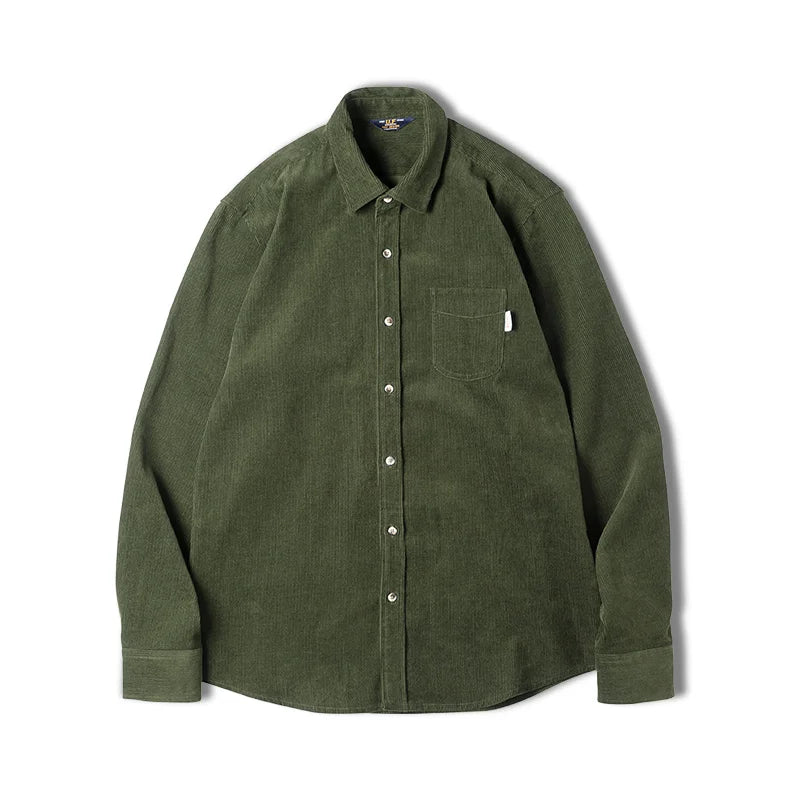Maden Men's Shirt Casual Corduroy Long Sleeve Shirts Slim Fit Overcoat Spring Fleece Jacket Men's Clothing Retro Fashion Blouses
