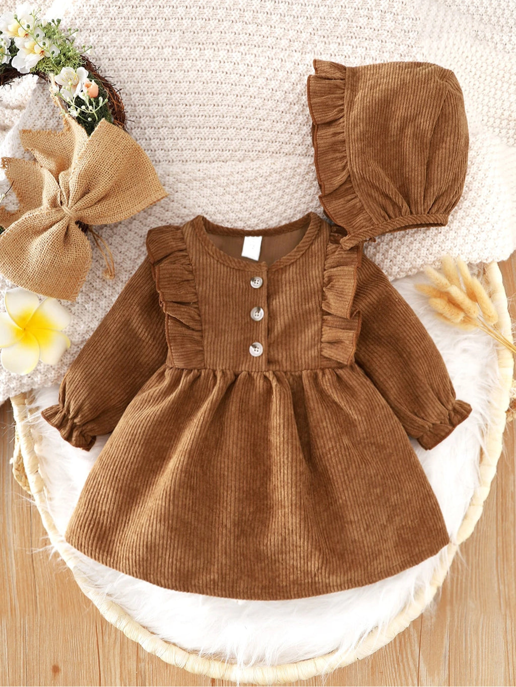 Baby autumn and winter fashion retro elegant exquisite comfortable dress.