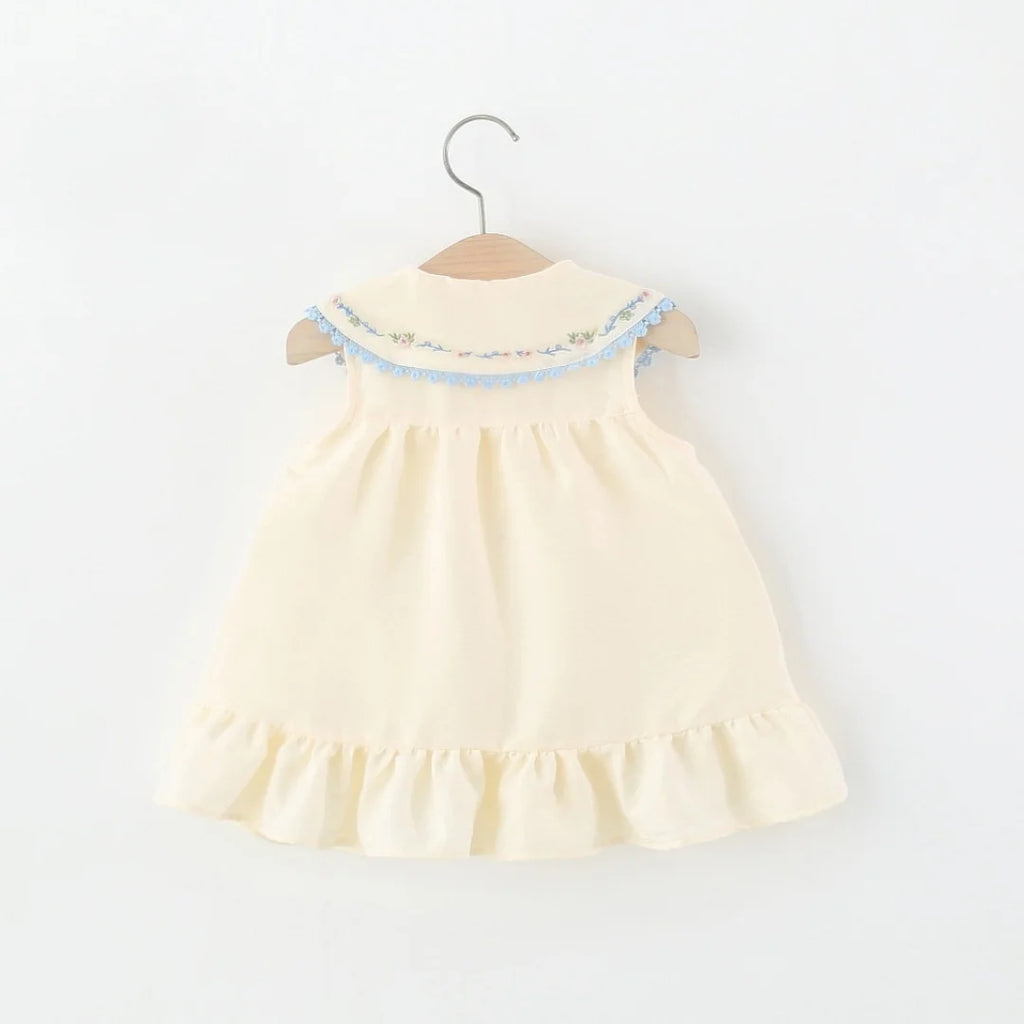 Baby Dress Summer Floral Print Sleeveless Girls' Dress With Bow Adorable Beach Princess Children's Dress Baby Girl Clothes
