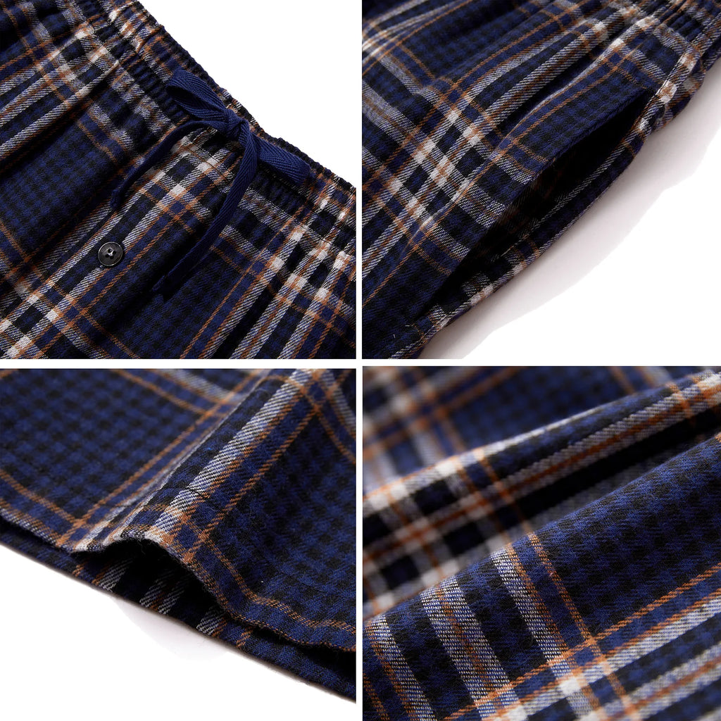 Men's Autumn/Winter Pajama Pants Flannel Plaid Casual Comfy with Pocket Stretchy Elastic Waistband Mans Pajamas Bottoms