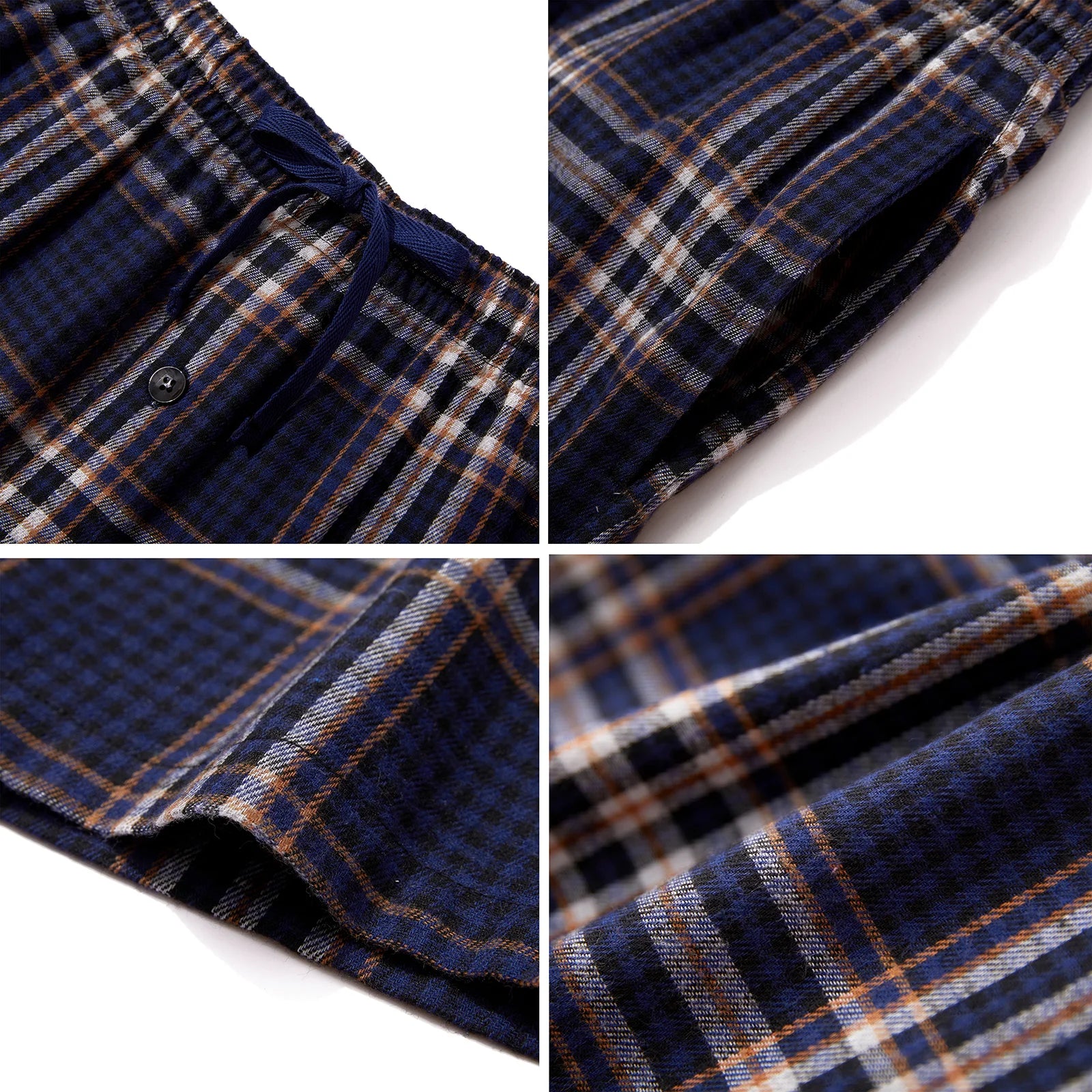 Men's Autumn/Winter Pajama Pants Flannel Plaid Casual Comfy with Pocket Stretchy Elastic Waistband Mans Pajamas Bottoms