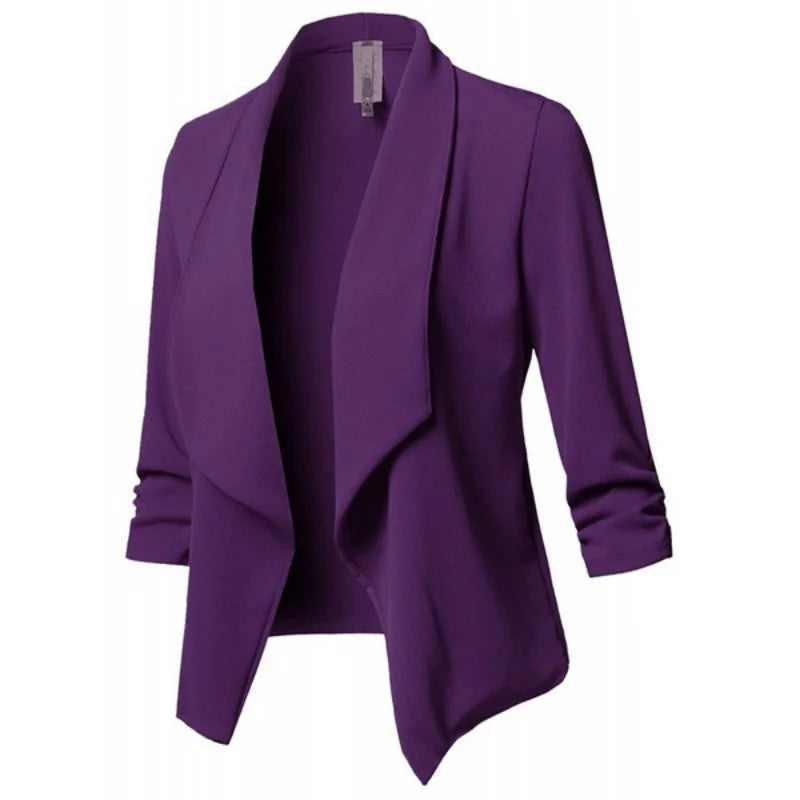 Women Blazer Jackets Female Retro Suits Coat Feminino OL Blazers Outerwear Plus Size Open Front Short Cardigan Plus Size
