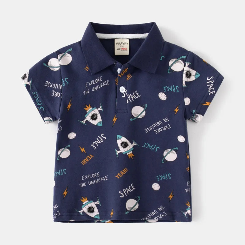 Korean Polo Tshirt Boy 100% Cotton Boys Clothes for School Uniform 2024 Shirts Solid White Black Green Polos Children's Clothing