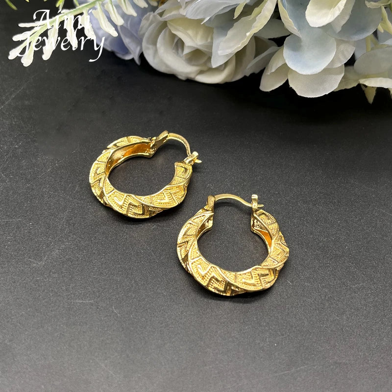 18K Gold Plating Classic Jewelry Set for Women Large Circle Earring Pendant Dubai Trendy Wedding Anniversary Accessories Gift