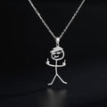 Funny Necklace for Men Woman Doodle Stickman Middle Finger Pendant Gold Color Stainless Steel Jewelry Rock Punk Chain Accessorie