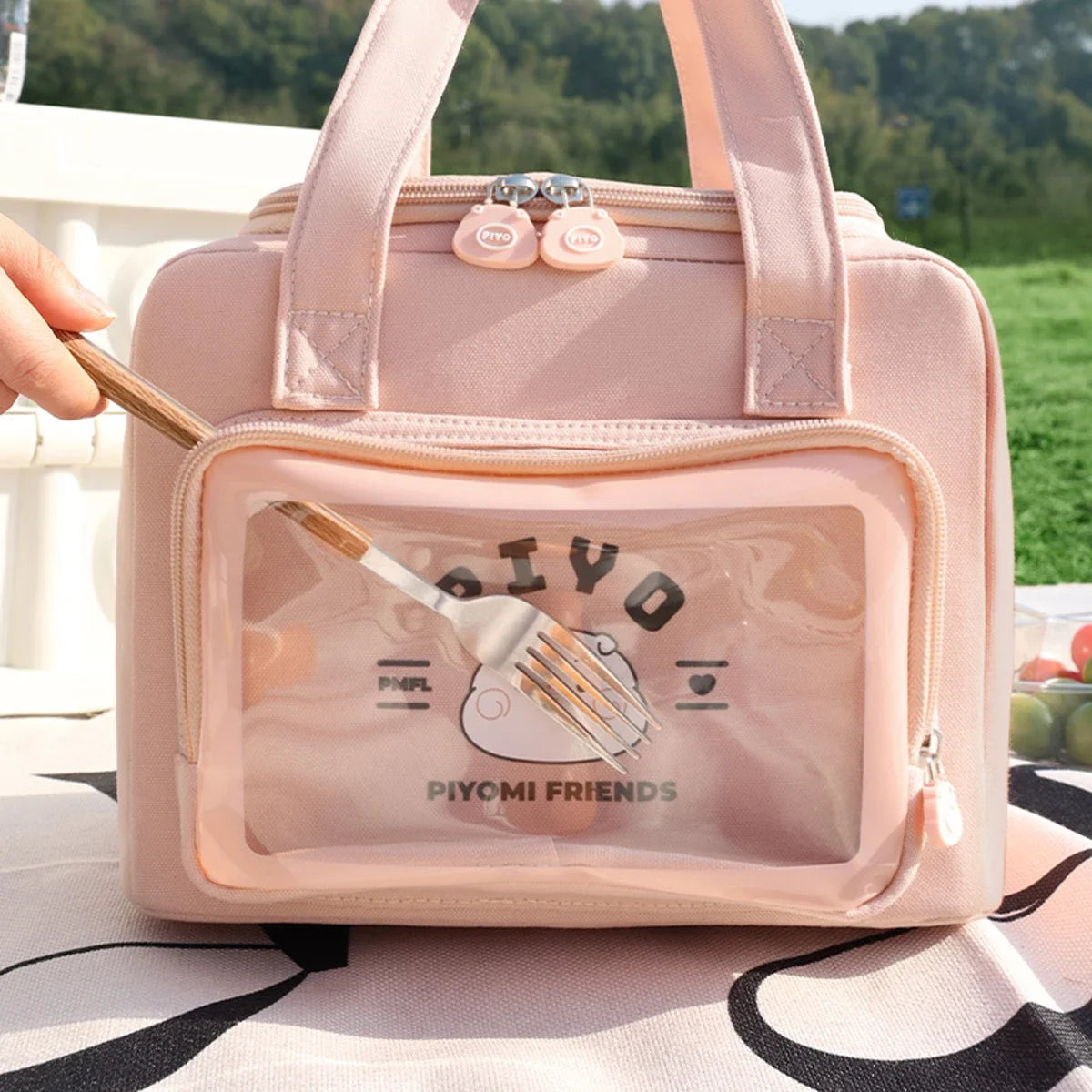 8L Cute Cartoon Lunch Bag, Large Capacity Picnic Insulated Lunch Box, Student Lunch Bag, Portable Vacation Beach Lunch Bag