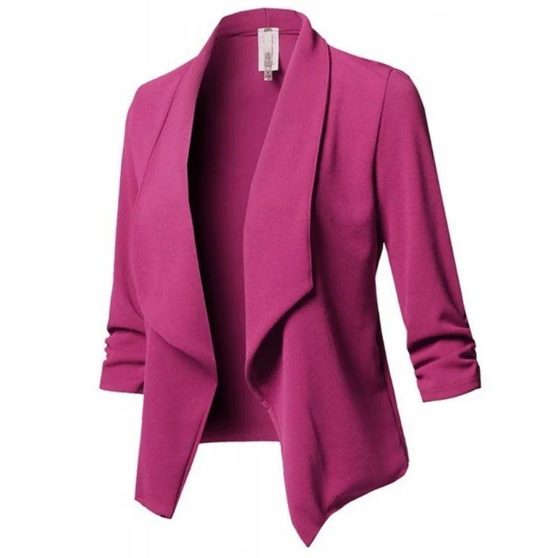 Women Blazer Jackets Female Retro Suits Coat Feminino OL Blazers Outerwear Plus Size Open Front Short Cardigan Plus Size