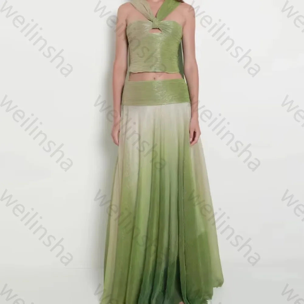 Elegant Sleeveless Backless Chiffon Evening Dresses Sexy Celebrity Dress Exquisite High Quality Prom Party Gown Women Customized