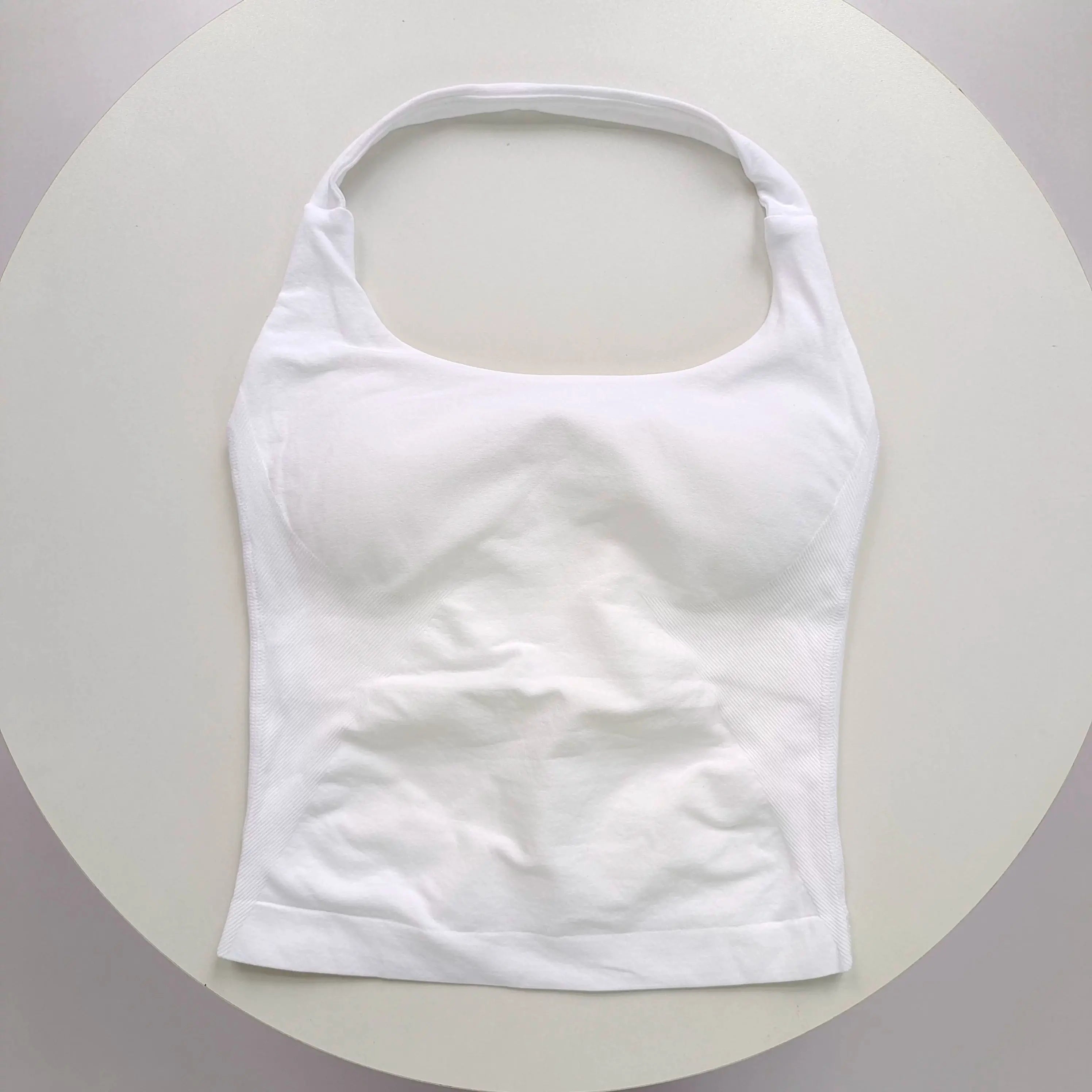 Women's Square Neck Deep Open Back Halter Bralette - Thick Straps, Slim-Fit, Removable Pads, Outerwear-Friendly Casual Top