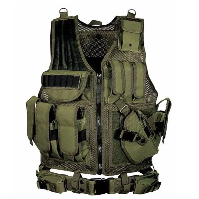 Tactical Vest Combat Body Armor Adjustable Molle Security Guard Vests Hunting Army Outdoor CS War Game Airsoft Training Jacket