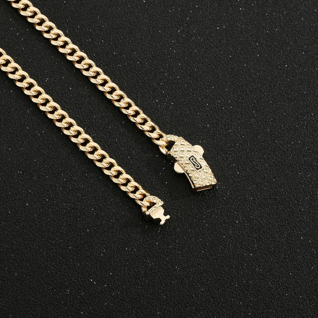 Hip Hop Style Jewelry Set 14k Gold Plated Monaco chain Oval Clasp Women's Bracelet and Necklace Low Price items Free Shipping