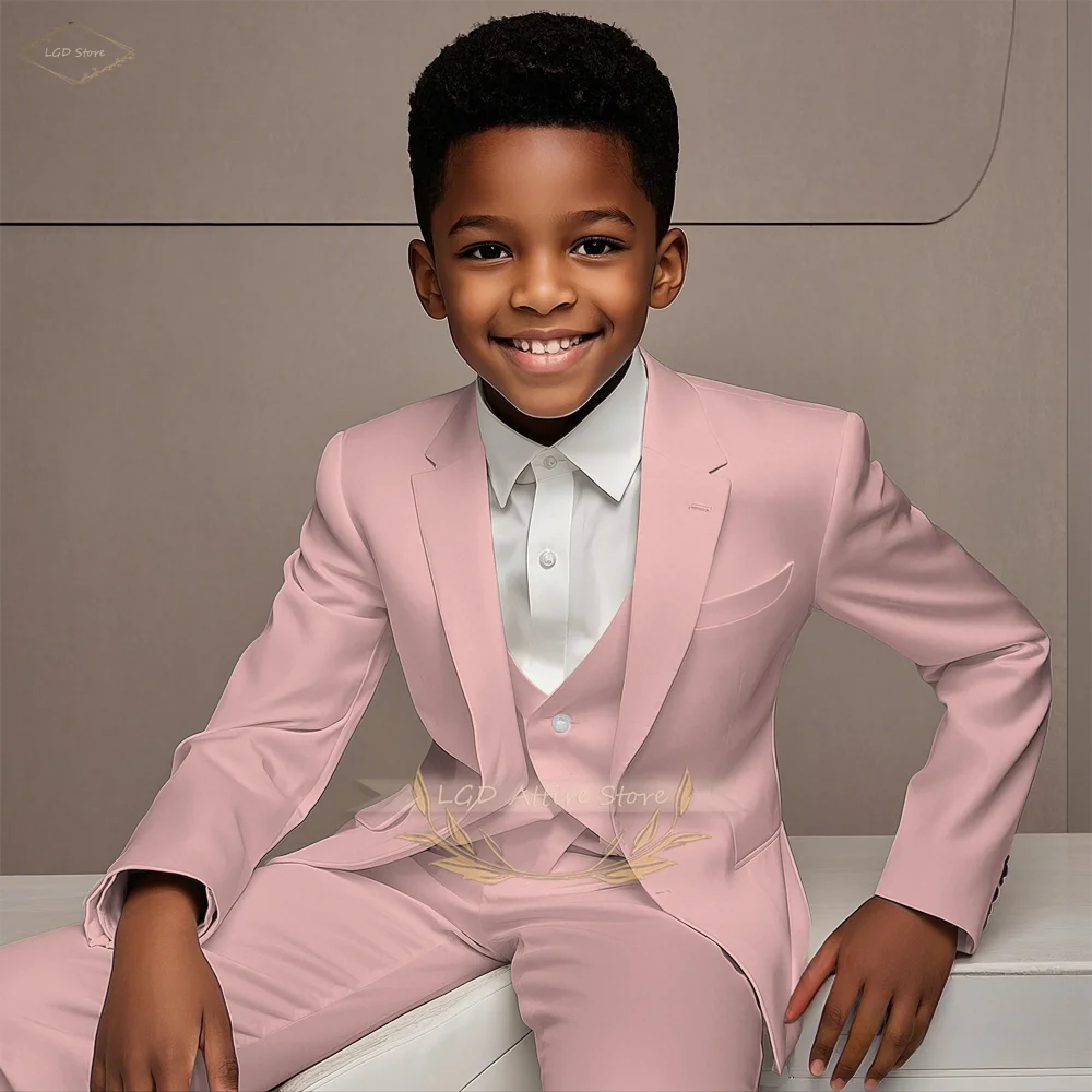 3-Piece Boys Formal Suit Set Blazer Vest Pants for Wedding Birthday Party Show Host Cocktail Ceremony School Performance Outfit