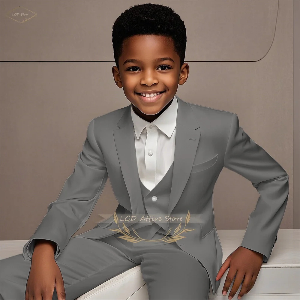 3-Piece Boys Formal Suit Set Blazer Vest Pants for Wedding Birthday Party Show Host Cocktail Ceremony School Performance Outfit