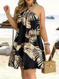 Plus Size Dresses For Woman 2023 Sexy Sleeveless Backless Short Mini Dress Loose Halter Neck Print Beach Sundress Floral Vestido