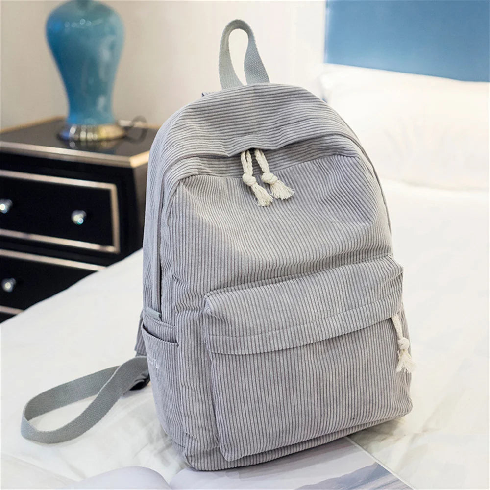 Large Capacity Corduroy Schoolbag Custom Name Solid Color Campus Bag Personalized Travel Simple Corduroy Backpack Unique Gifts