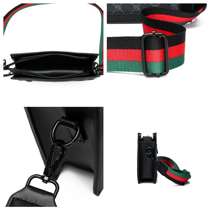 High-quality Men's Shoulder Bag Stylish Small Square Bag Minimalist Plaid Light Business Crossbody Bag Casual Street Sling Bag