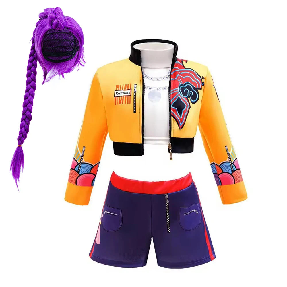 Halloween Role Playing Costumes Girl Singer Costume Kids For Girls Stage Performance Birthday Party 3PCS Jacket Shorts Set