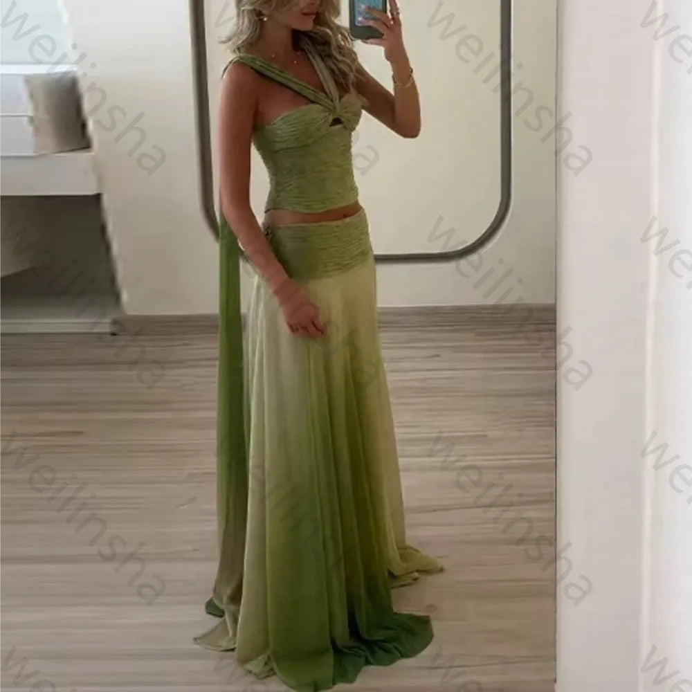 Elegant Sleeveless Backless Chiffon Evening Dresses Sexy Celebrity Dress Exquisite High Quality Prom Party Gown Women Customized