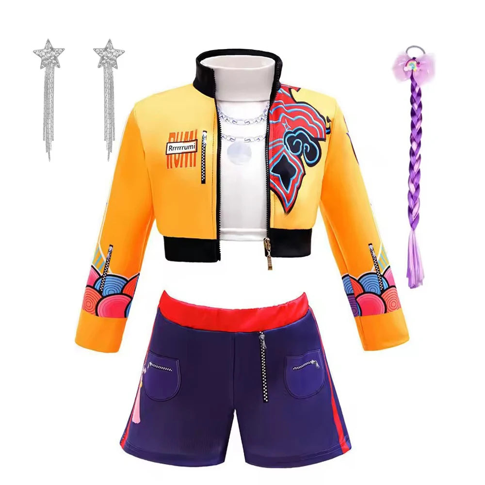 Halloween Role Playing Costumes Girl Singer Costume Kids For Girls Stage Performance Birthday Party 3PCS Jacket Shorts Set