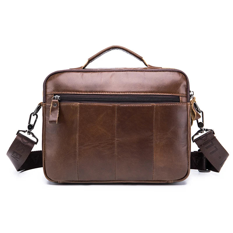 Men's Genuine Leather Shoulder Bag, Retro Top Layer Cowhide Casual Crossbody Bag, Men's Square Bag