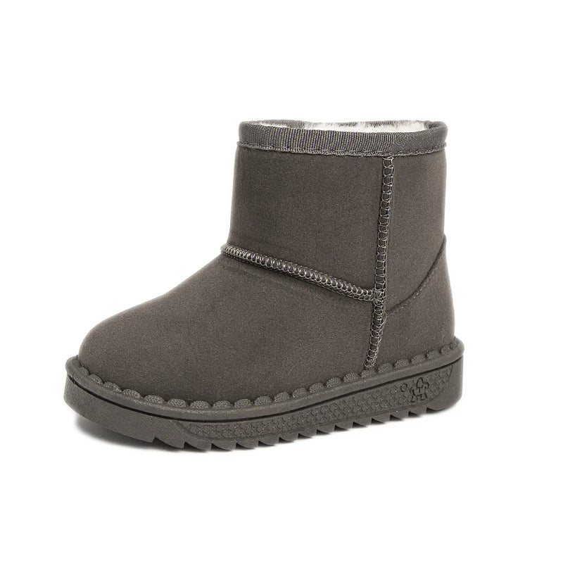 2025 Children Snow Boots Leisure Thick Fur Platform Winter Kids Short Boot Slip-on Unisex Concise Style Boys Girls  Kids Shoes