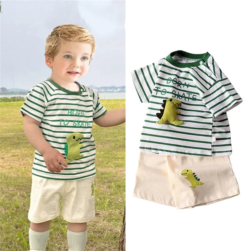 Kids Clothes Set Baby Boy/Girl T-Shirt + Shorts Summer Clothing Cotton Cartoon Casual Boys Tracksuit Children Baby Clothes Set