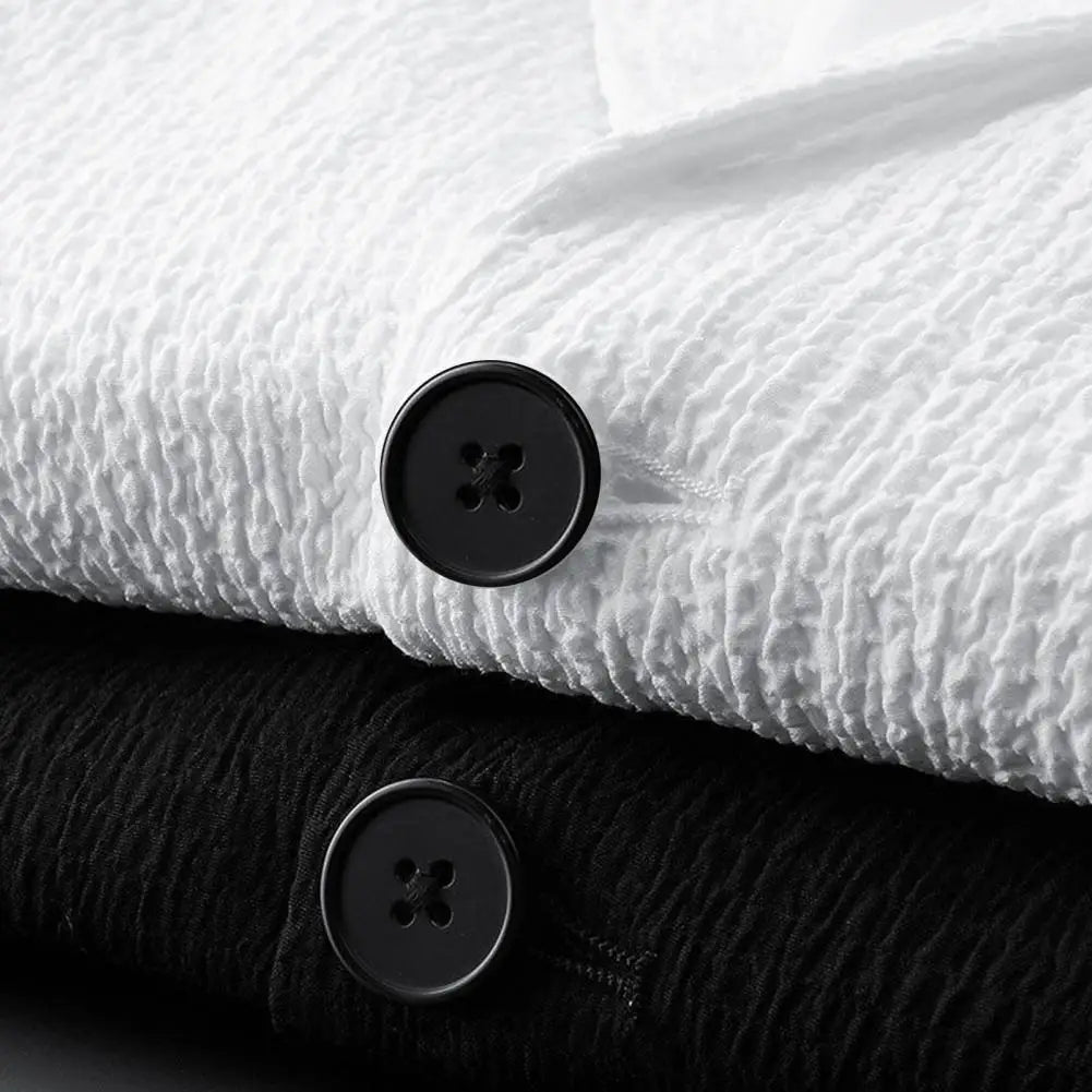 Men Two piece Suit Striped Pleated Men Pants Set Pleated Drawstring Loose Lapel Pockets Thin Formal Business Men Set