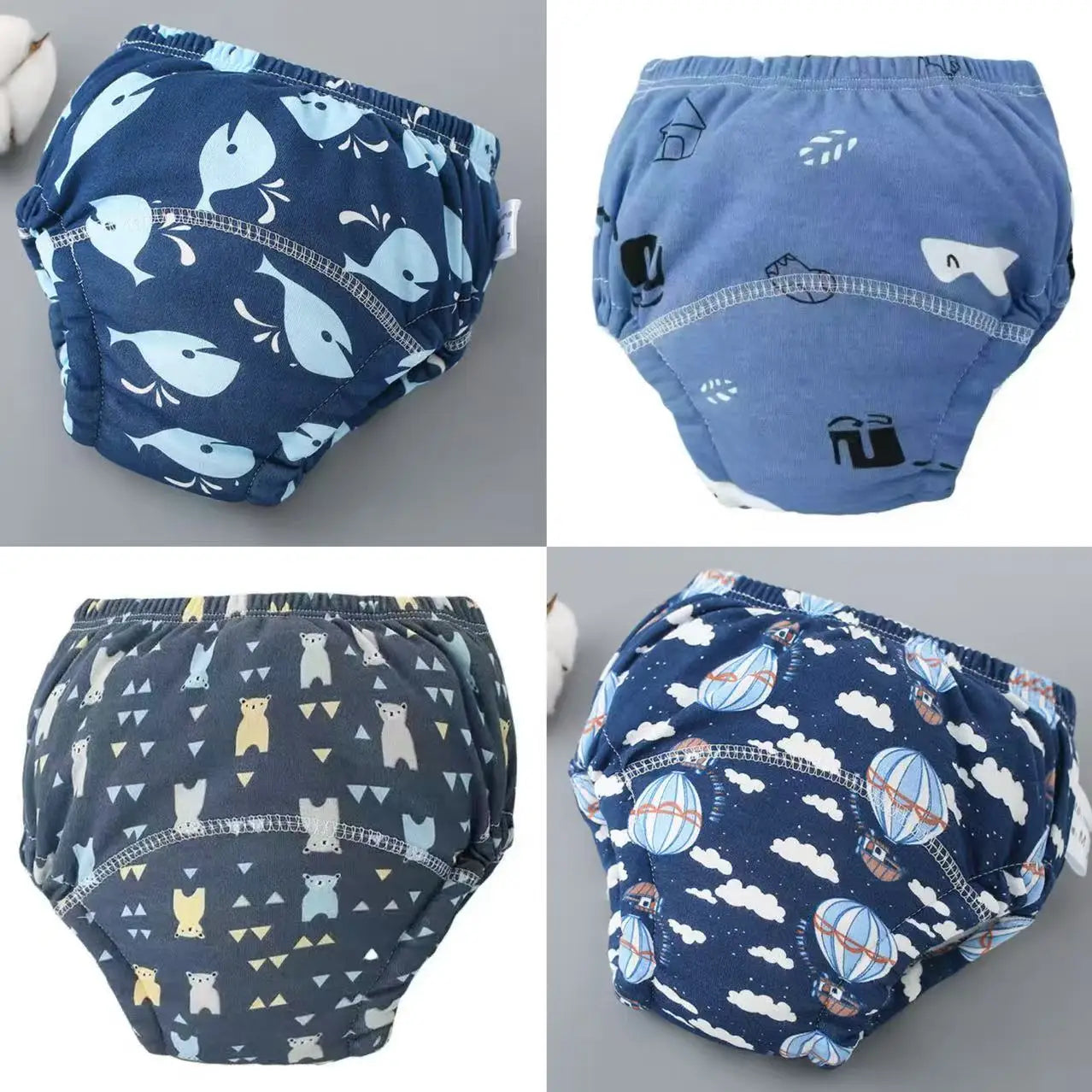 4PCS Baby Waterproof Diapers Pee Shorts Underwears Reusable Soft Ecological Cotton Toddler Potty Training Pants For Boys Girls