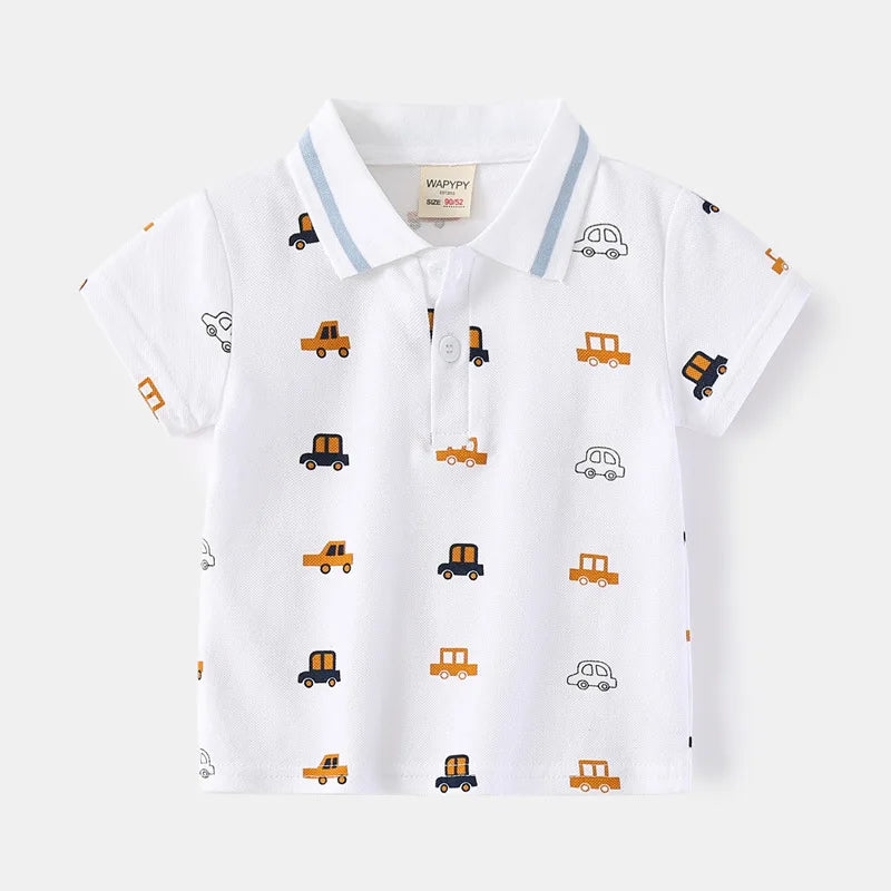 Korean Polo Tshirt Boy 100% Cotton Boys Clothes for School Uniform 2024 Shirts Solid White Black Green Polos Children's Clothing