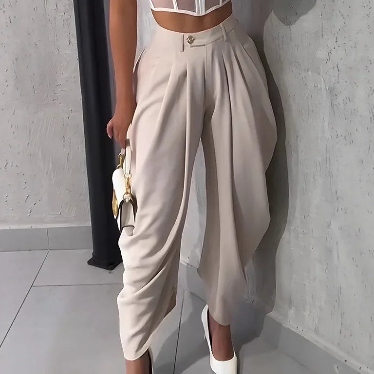 2026 Fall Autumn OL Work Fashion Active Casual Street Solid Color Trouser Women High Waist Jogger Loose Long Harlen Pants