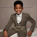 3-Piece Boys Formal Suit Set Blazer Vest Pants for Wedding Birthday Party Show Host Cocktail Ceremony School Performance Outfit