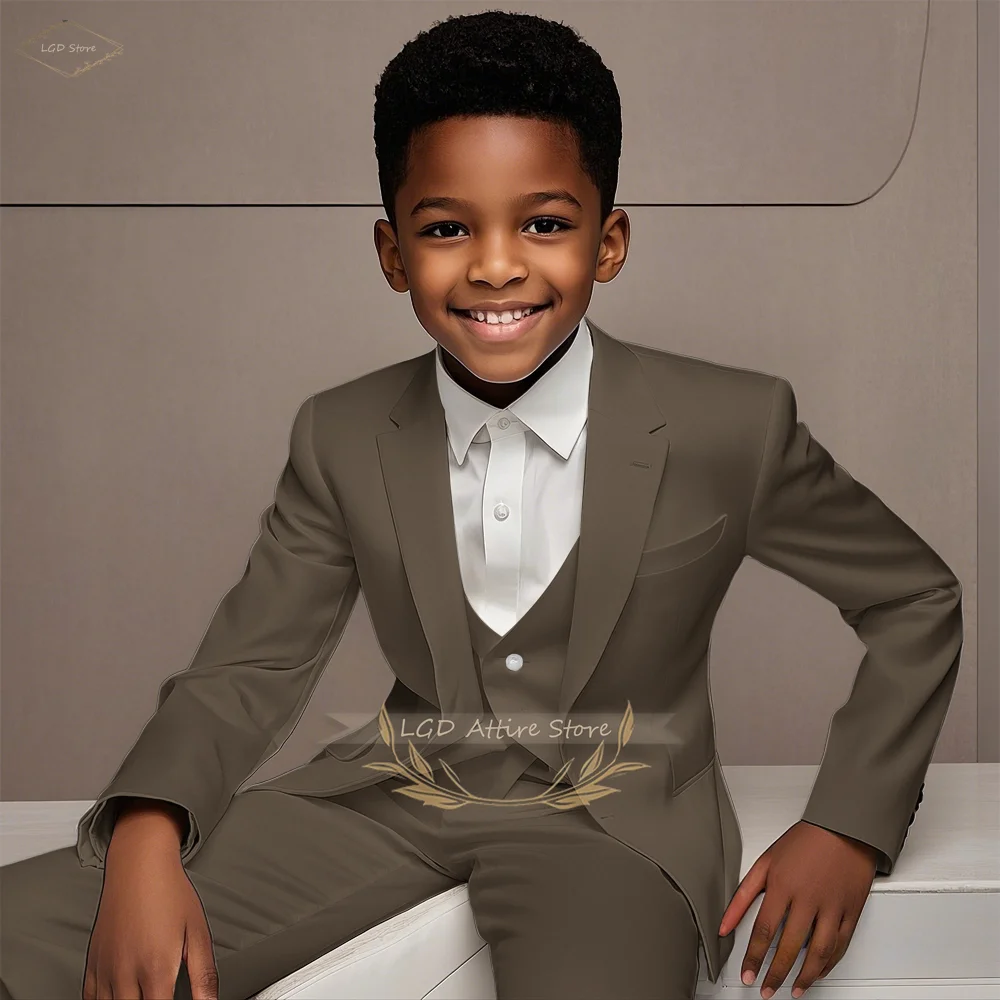 3-Piece Boys Formal Suit Set Blazer Vest Pants for Wedding Birthday Party Show Host Cocktail Ceremony School Performance Outfit