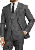 3 Piece Set Men's Fine Stripe Elegant Suit  Blazer Lapel Vest & Pants High Quality Custom Suit for Men Business Wedding